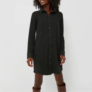 Faherty Legend Sweater Dress in Heathered Black Twill - M